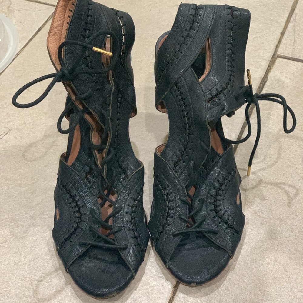 Joie black lace up sexy comfy heels - Picture 4 of 10